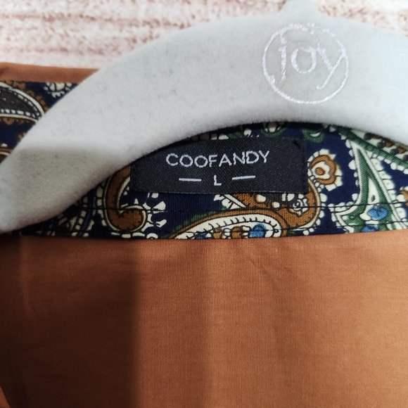 NWT Coofandy Button Up Shirt Men's Medium Brown Flip Cuff Long Sleeve Western - Picture 11 of 15